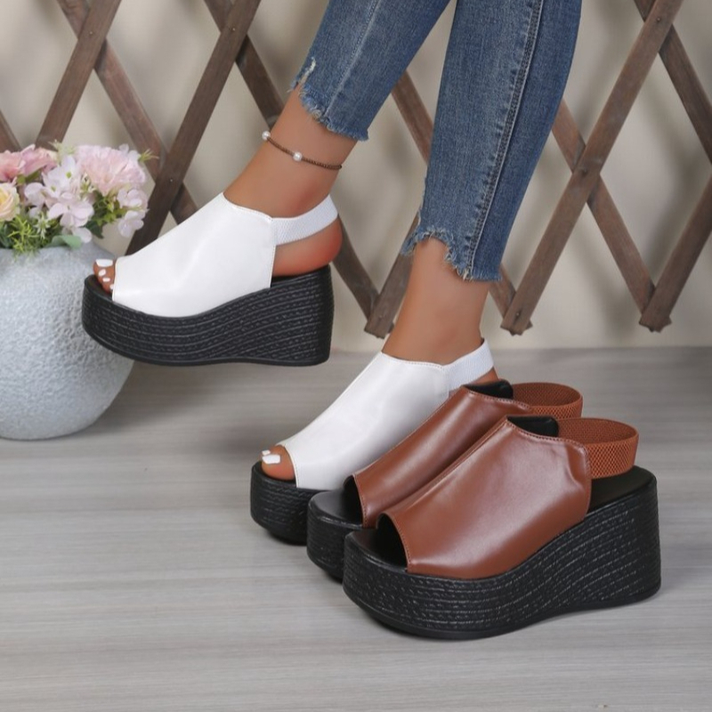 Elastic Waistband Roll - Sandal Wanita Musim Panas Sandal Wedge