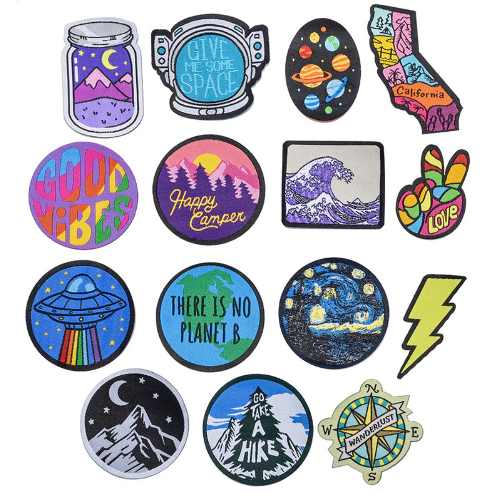Sewing Label - Patch Bordir Motif Kartun Lanskap Luar