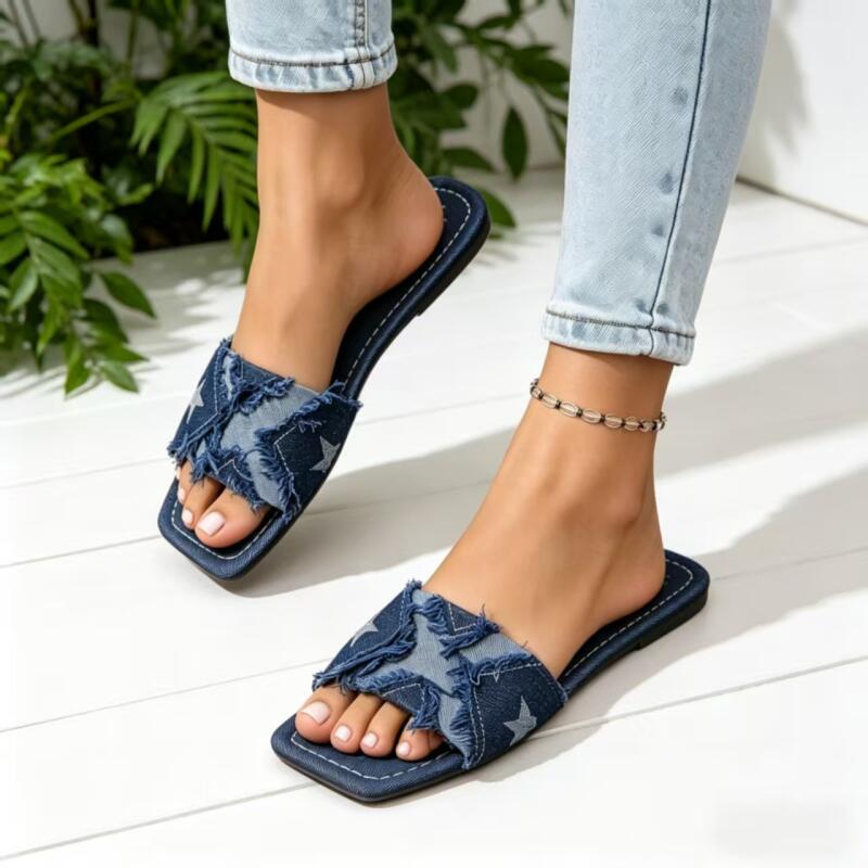 Sandal Wanita Y2K Denim Tali D - Sewing Factory ulasan dan harga