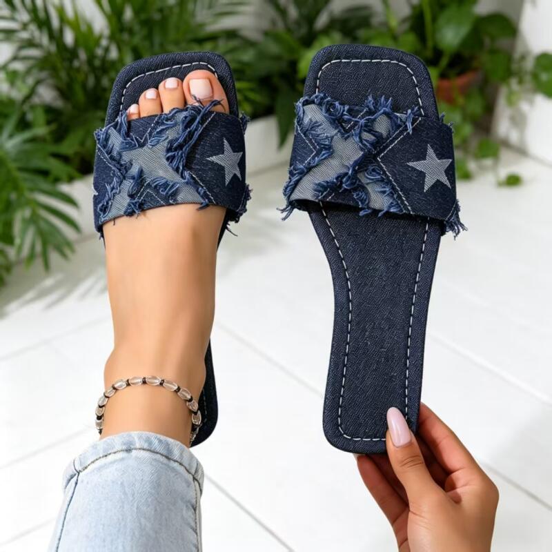 Sandal Wanita Y2K Denim Tali D - Sewing Factory ulasan dan harga