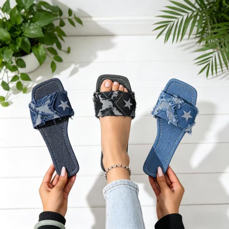 Sandal Wanita Y2K Denim Tali D - Sewing Factory ulasan dan harga
