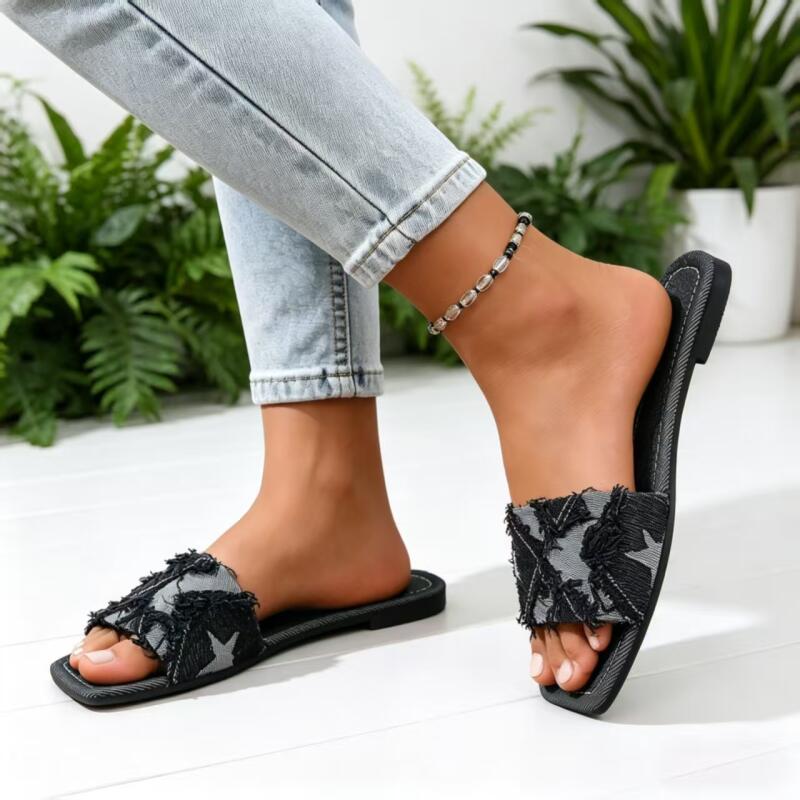Sandal Wanita Y2K Denim Tali D - Sewing Factory ulasan dan harga